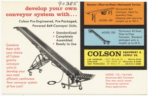 Colson Pre-Engineered, Pre-Packaged, Powered Belt-Conveyor Units, Colson Equipment & Supply Co.