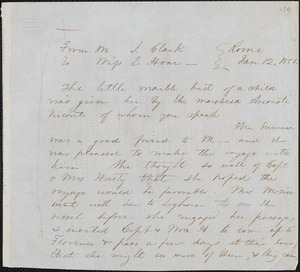 [Sarah Freeman?] Clarke manuscript letter to Elizabeth Hoar, Rome, 12 January 1851