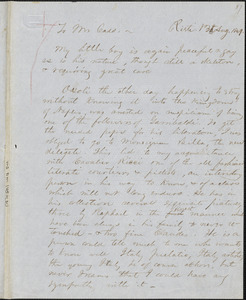 Margaret Fuller manuscript (copy) letter to Lewis Cass, Rieti, Italy, 31 August 1849