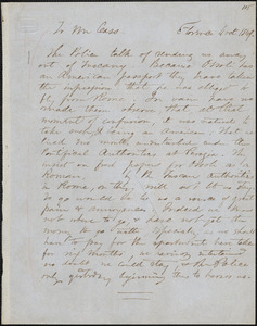 Margaret Fuller manuscript letter to Lewis Cass, Florence., 4 October 1849