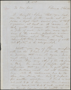 Margaret Fuller manuscript letter to Lewis Cass, Florence, Italy, 5 February. 1850