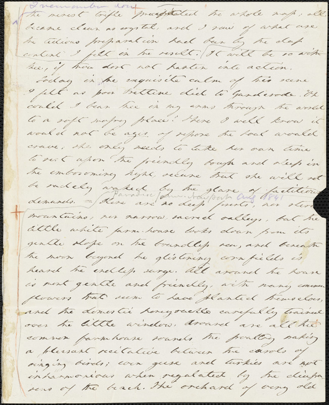 Margaret Fuller autograph letter (incomplete) to William Henry Channing, Newport, 31 July 1841