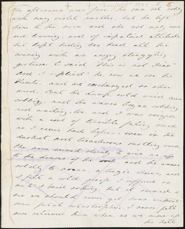 Margaret Fuller autograph letter to William Henry Channing, Paradise Farm, R. I., 6 August 1841