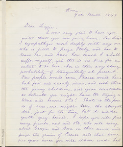 Margaret Fuller manuscript letter (copy) to Mrs. Christopher Pearse Cranch, Rome, 9 March 1849