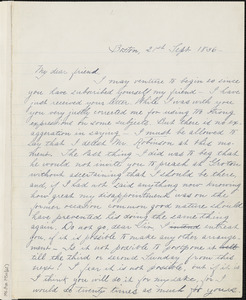 Margaret Fuller manuscript letter (copy) to Ralph Waldo Emerson, Boston, Mass., 21 September 1836