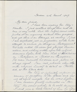 Margaret Fuller manuscript letter (copy) to Ralph Waldo Emerson, Groton, Mass., 4 March 1839