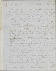 Margaret Fuller, manuscript letter (incomplete copy) to Lewis Cass, Florence, Italy, 5 March 1850.