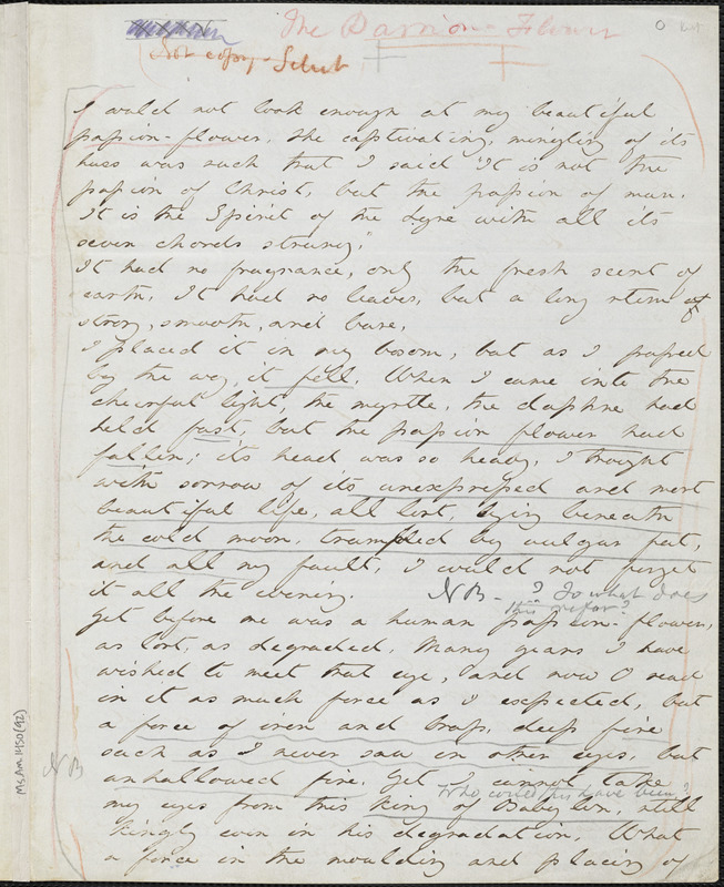 Margaret Fuller autograph manuscript, 20 Jan 1841