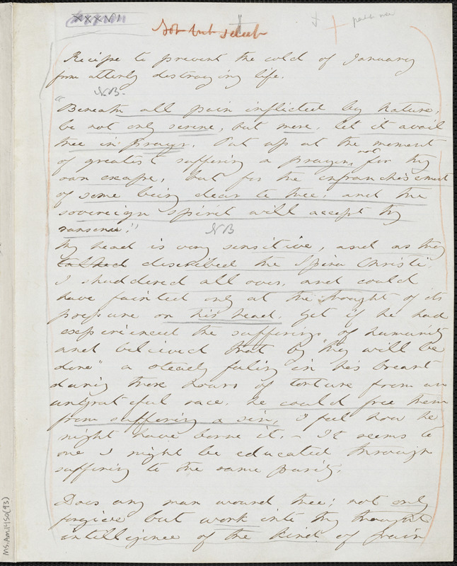 Margaret Fuller autograph manuscript, 30 January 1841
