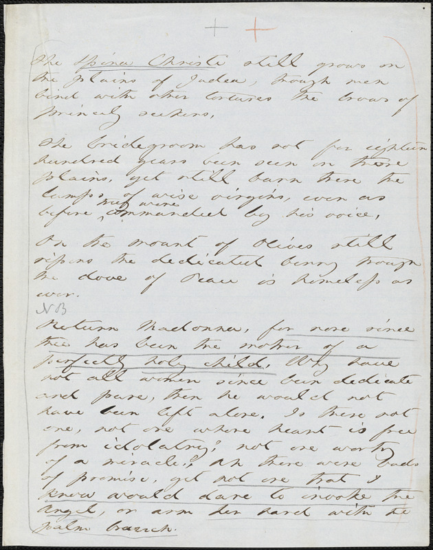 Margaret Fuller autograph manuscript, January 1841