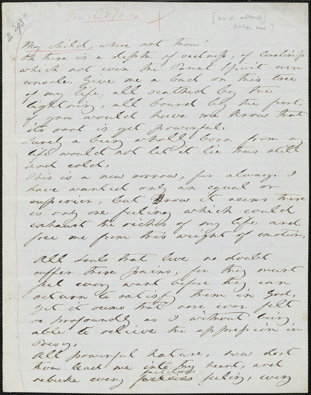 Margaret Fuller manuscript (copy) fragment, 1849