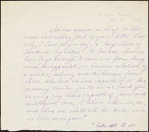 Margaret Fuller manuscript letter (copy) fragment to [Elizabeth?] Peabody, 25 December 1844