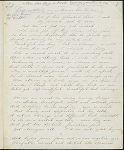 Margaret Fuller autograph manuscript poem, January 1840