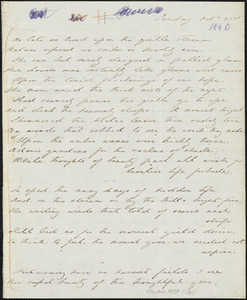 Margaret Fuller autograph manuscript letter poem, 31 Oct 1841