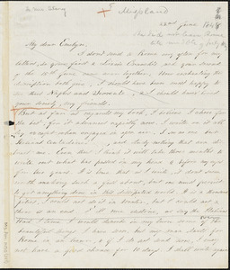 Margaret Fuller manuscript letter (copy) to Mrs. Emelyn Story, Reiti, Italy?, 22 June 1848