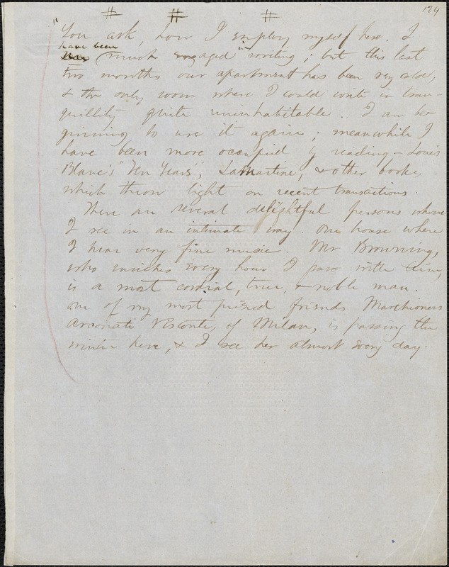Margaret Fuller manuscript, Florence, 1849