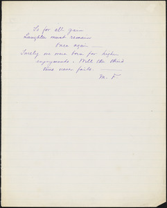 Margaret Fuller manuscript (copy) fragment, 184-?