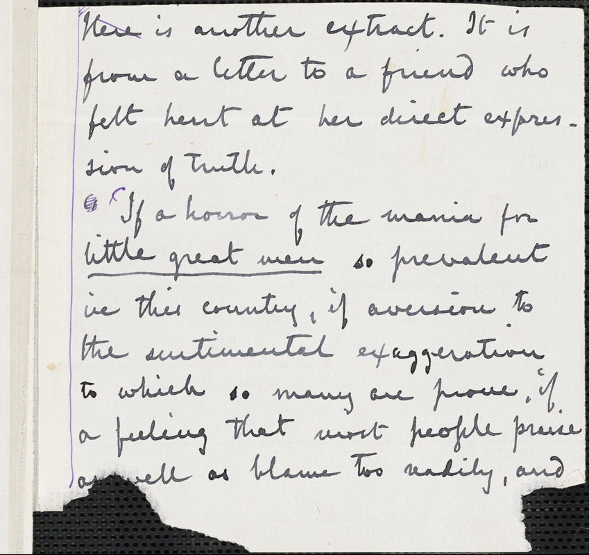 Margaret Fuller manuscript letter (extract)