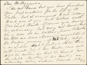 Edna Dow Littlehale Cheney autograph note signed to Thomas Wentworth Higginson, Jamaica Plain, Mass., 12 November 1883
