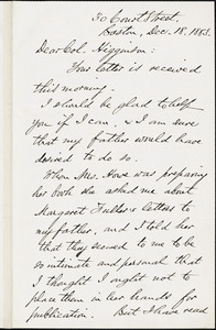 James C. Davis, autograph note signed to Thomas Wentworth Higginson, Boston, Mass, 18 December 1883