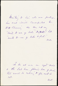 Thomas Wentworth Higginson manuscript notes, Cambridge, Mass., 1883