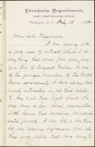 S. Willard Saxton autograph letter signed to Thomas Wentworth Higginson, Washington, D.C., 10 July 1884