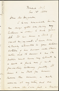 Charles Dudley Warner autograph letter signed to Thomas Wentworth Higginson, Princeton, N. J., 15 February 1884