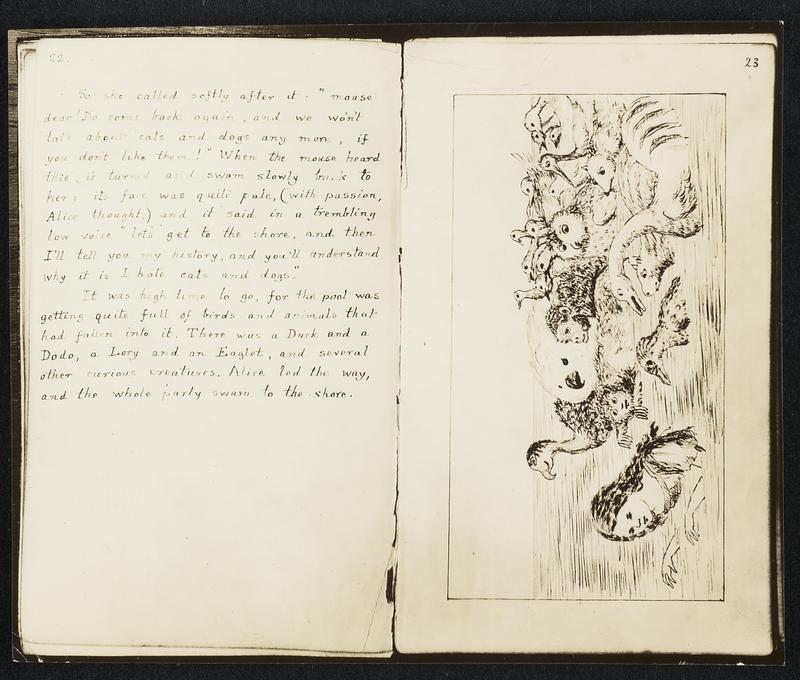 Reproduction original manuscript Alice in Wonderland exhibited at Boston Public Library