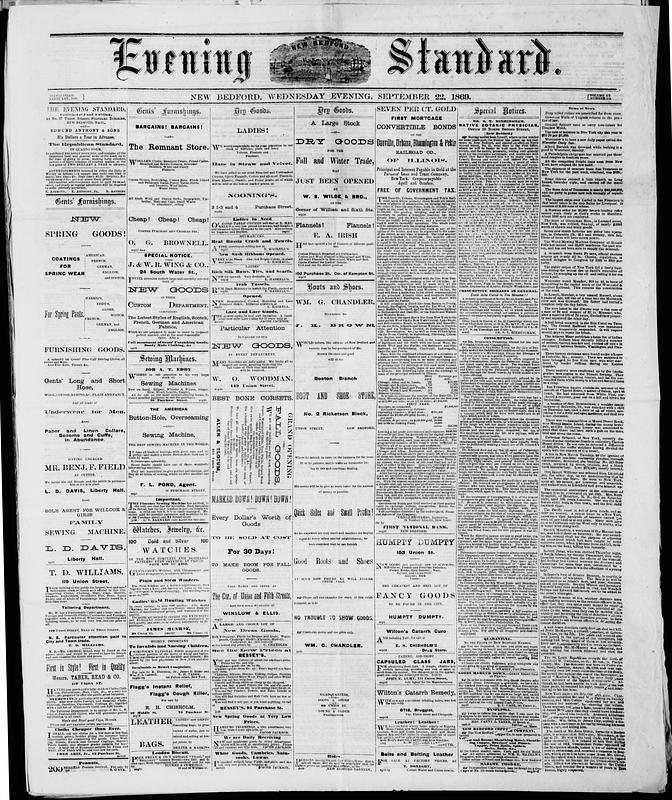 Evening Standard. September 22, 1869 - Digital Commonwealth