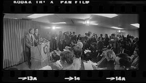 Governor Frank Sargent holds a press conference, Boston