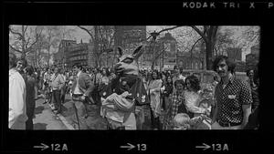 Kangaroo-suited demonstrator at animal-rights rally on Common, Boston