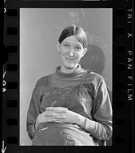 Joanne Bartlett in ninth month of pregnancy, Boston