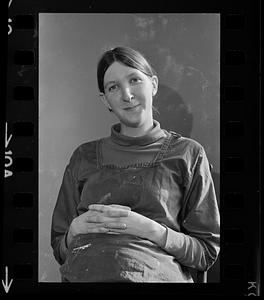 Joanne Bartlett in ninth month of pregnancy, Boston