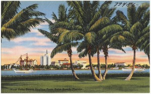 West Palm Beach skyline from Palm Beach, Florida