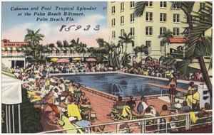 Cabanas and pool tropical splendor at the Palm Beach Biltmore, Palm Beach, Florida