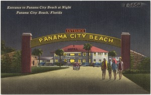 Entrance to Panama City Beach at night, Panama City, Florida