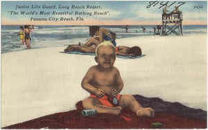 Junior life guard, Long Beach Resort, "the world's most beautiful bathing beach," Panama City Beach, Florida