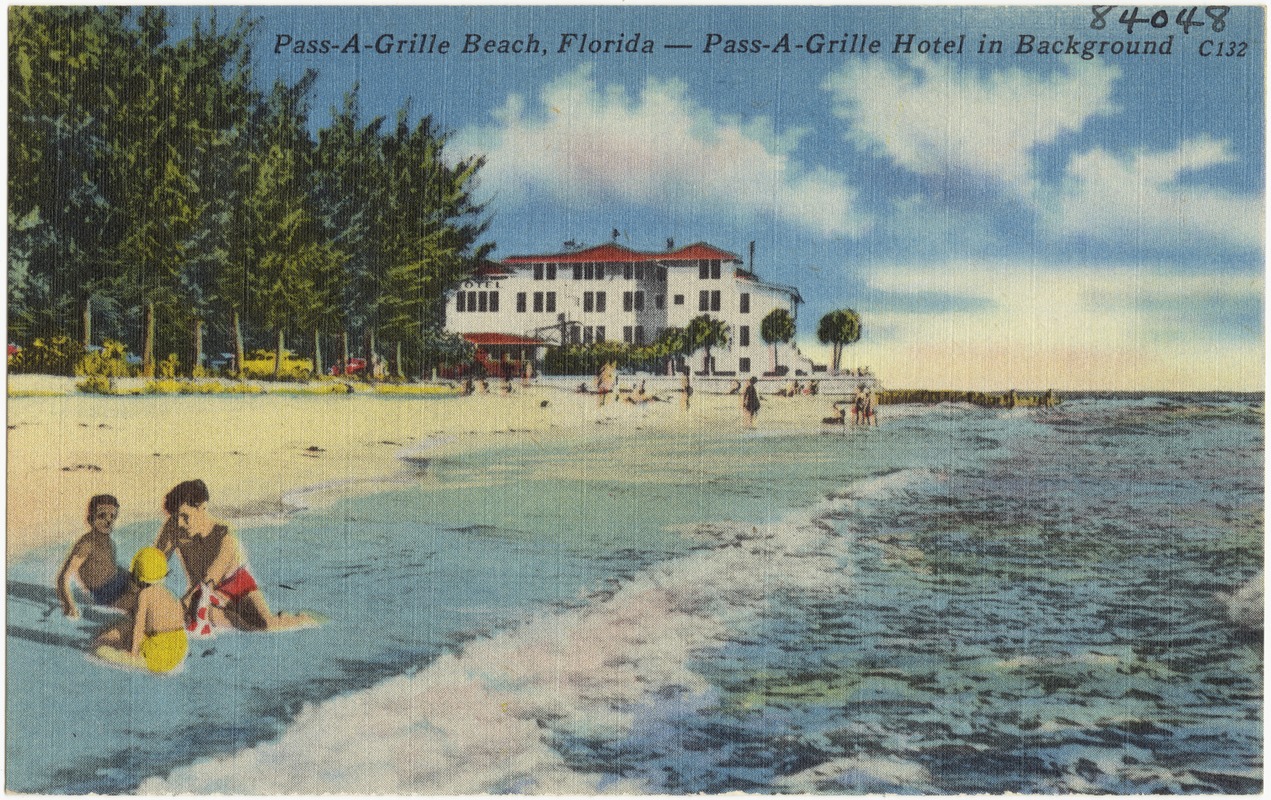 Pass-A-Grill Beach, Florida- Pass-A-Grill Hotel in background
