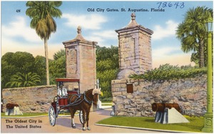 Old city gates, St. Augustine, Florida, The oldest city in the United States