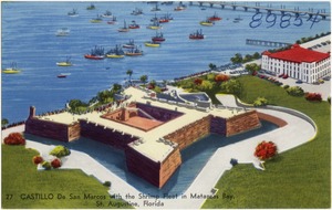 Castillo de San Marcos with the shrimp fleet in Matanzas Bay, St. Augustine, Florida