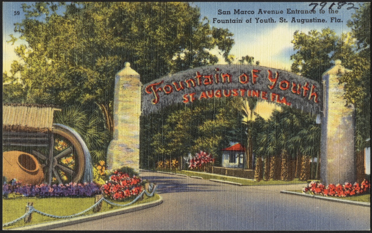 San Marco Avenue entrance to the Fountain of Youth, St. Augustine, Florida, the oldest city in the United States