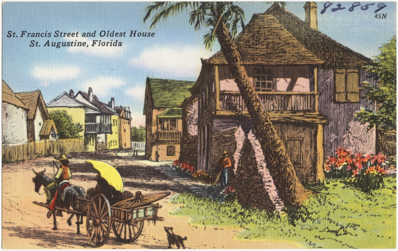 St. Francis Street and oldest house, St. Augustine, Florida