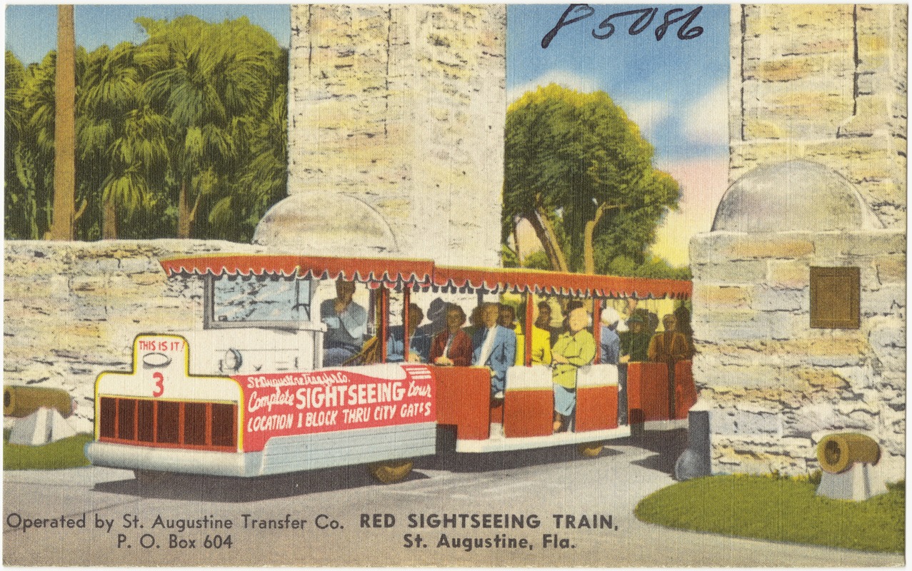 Red sightseeing train, St. Augustine, Florida