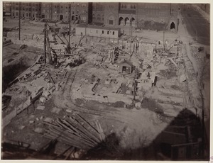 View from S.S. Pierce Building of site, construction of the McKim Building