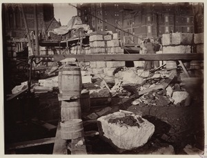 Foundation at corner of Boylston and Dartmouth Streets, construction of the McKim Building