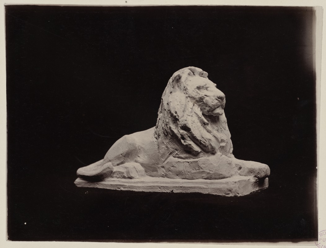 Plaster model of Louis Saint Gaudens lion statue, side view