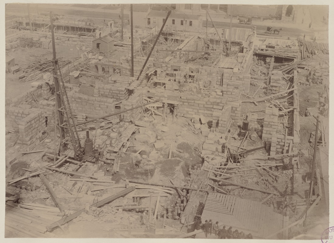 View of site from S.S. Pierce Building, construction of the McKim Building