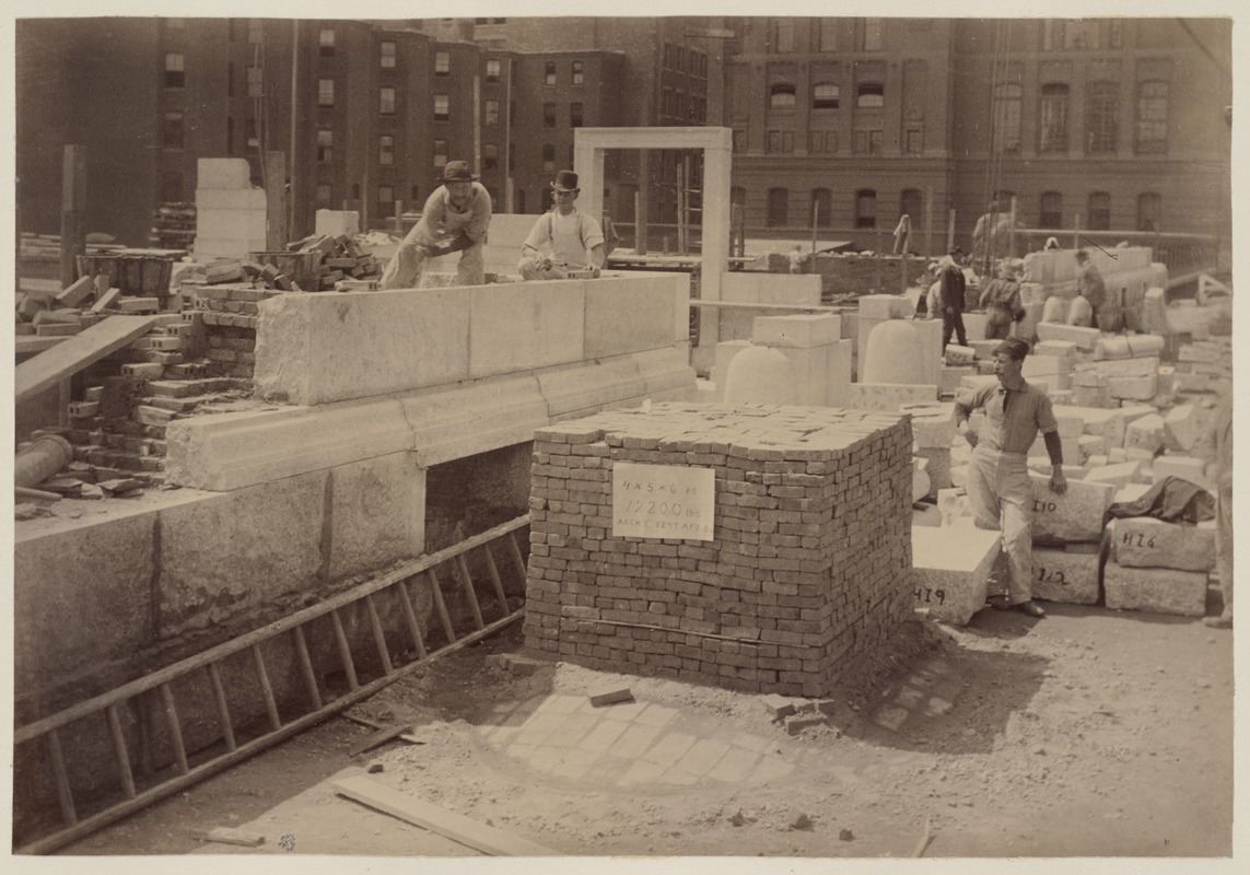 Load test for Guastavino tile arches along Boylston Street, construction of the McKim Building