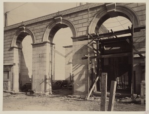 Boylston Street Entrance arches, construction of the McKim Building