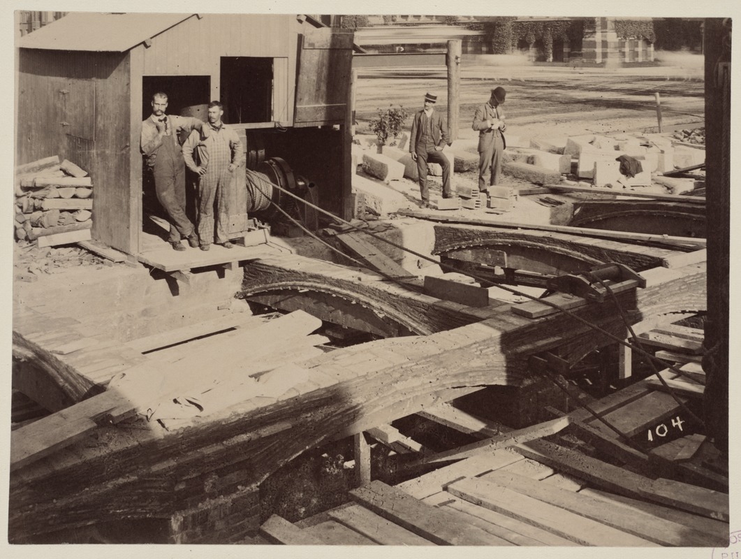 Guastavino tile arches under Dartmouth Street platform, construction of the McKim Building